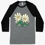 Flower Baseball T-Shirt - Women's Flower T-Shirt - Cute T-Shirt Clothing MADE IN THE USA New Arrivals T-Shirts