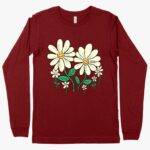 Flower Long Sleeve T-Shirt - Women's Flower T-Shirt - Cute T-Shirt Clothing MADE IN THE USA New Arrivals T-Shirts