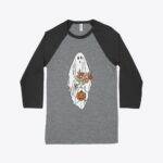 Cute Halloween Ghost Women's 3/4 Sleeve Baseball T-Shirt Festive Halloween