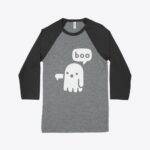 Ghost Boo Unisex 3/4 Sleeve Baseball T-Shirt Festive Halloween