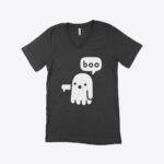 Ghost Boo Unisex Jersey V-Neck T-Shirt Festive Halloween