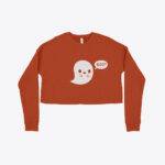 Cute Ghost Women's Cropped Fleece Sweatshirt Festive Halloween
