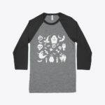 Halloween Unisex 3/4 Sleeve Baseball T-Shirt Clothing Festive Halloween MADE IN THE USA T-Shirts Color : White/Black|Deep Heather/Black